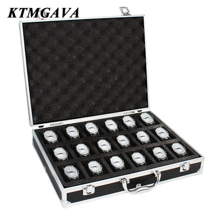 Aluminum Alloy Watch Storage Box – 10/12/18 Grid Large Capacity Black Jewelry Organizer Gift