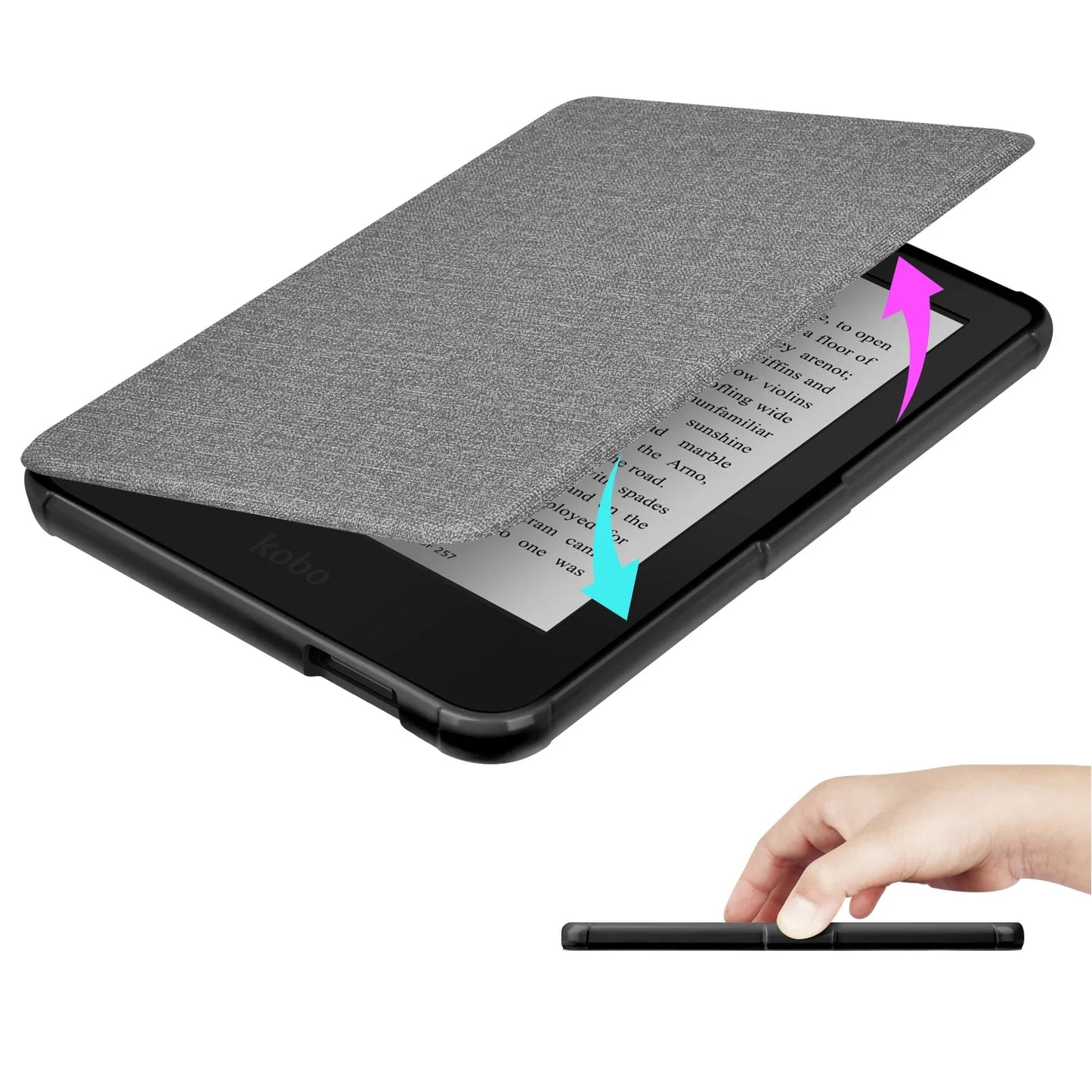 Case for Kobo Clara Colour BW 2024 & 2E – 6" Sleep/Wake Ebook Cover with Hand Strap Holder (N367/N365/N506)
