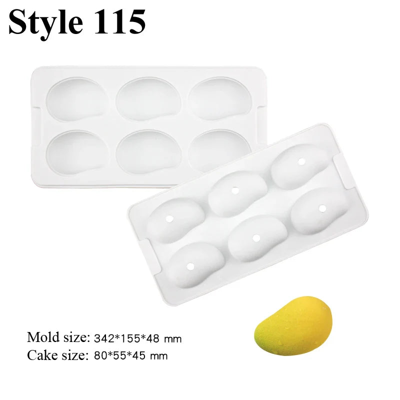 SHENHONG Silicone Fruit Mousse Cake Molds – Orange, Apple, Pear, Mango, Strawberry & Durian Dessert Decorating Tools