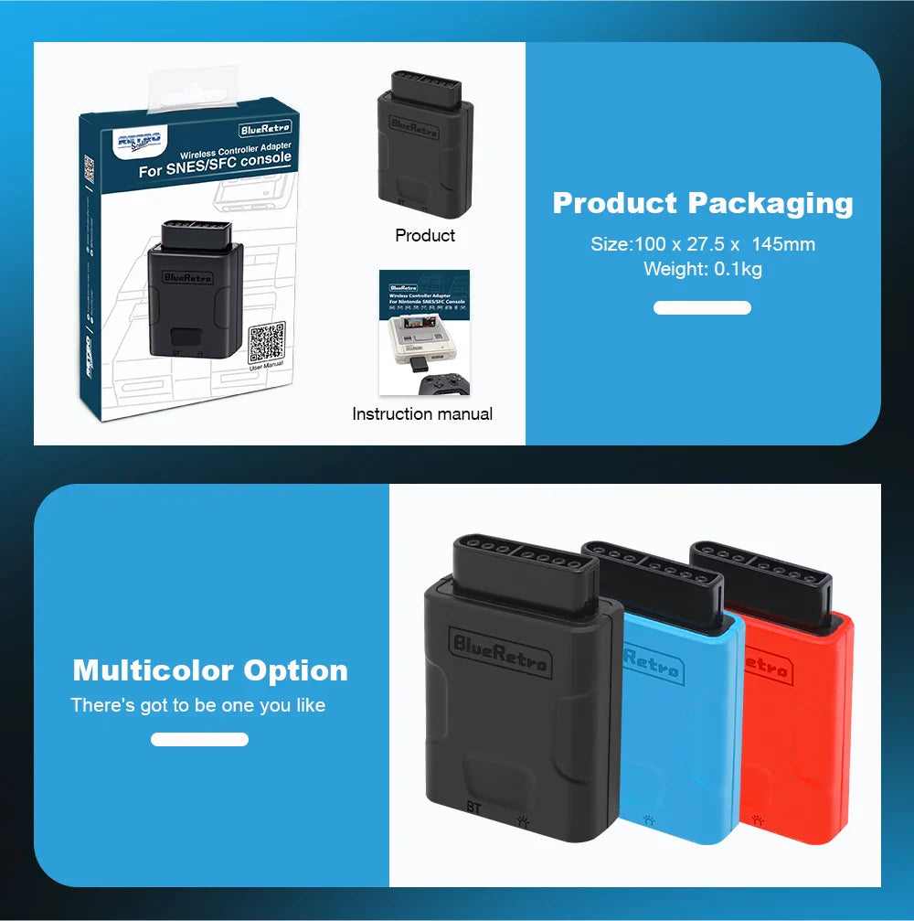 RetroScaler BlueRetro Wireless Controller Adapter – Connect SNES/SFC to PS4, PS5, Switch, Joy-Con & Xbox One S