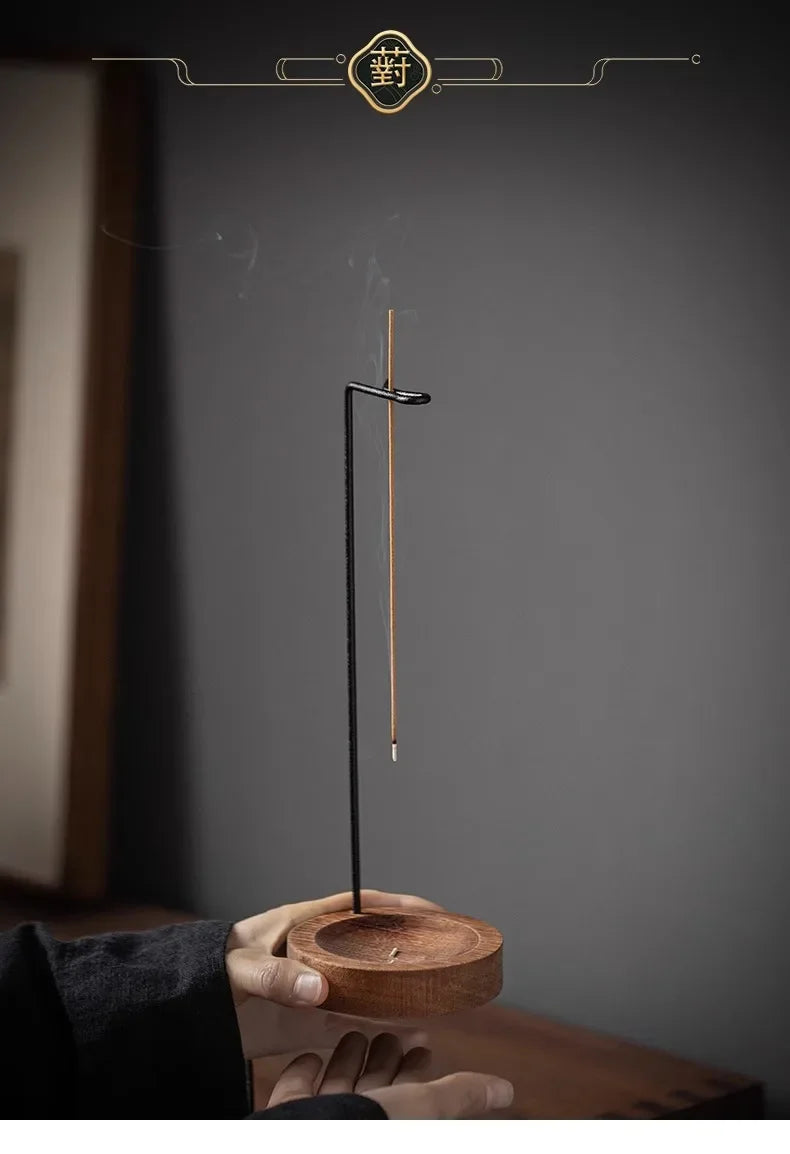 Creative Upside Down Incense Burner - Wooden Round Stick Holder & Tray for Bedroom, Home & Yoga Decoration