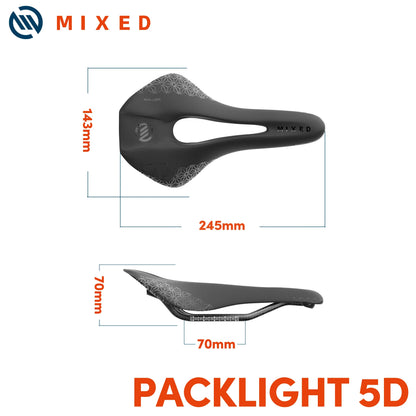 5D Ultra Pack Lightweight Bike Saddle | MIXED Full Carbon Fiber | 143mm, 135g | Road & MTB Mountain Bicycle Seat
