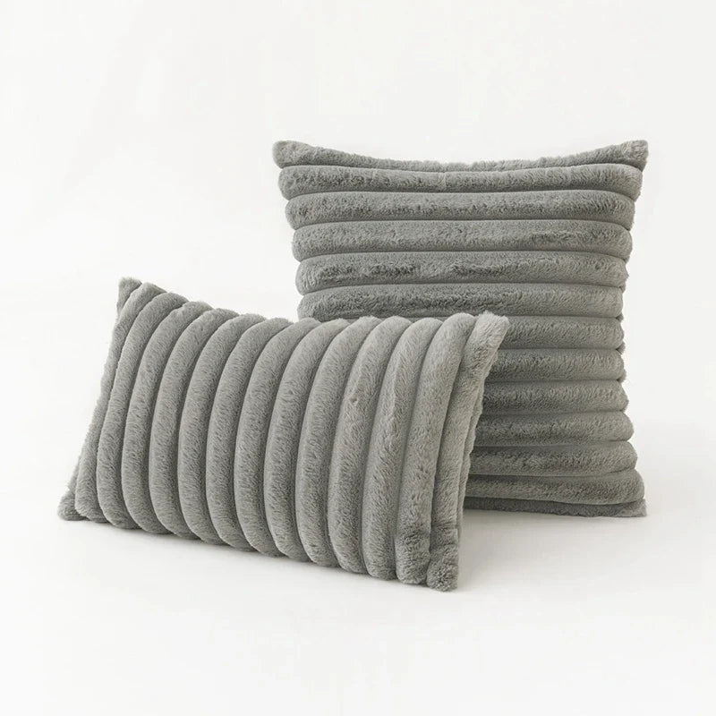 Faux Fur Plush Throw Pillow Covers – Soft Decorative Cushion Cases for Couch, 30x50cm & 45x45cm, Orange, Green, Pink, Cream