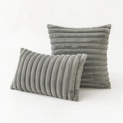 Faux Fur Plush Throw Pillow Covers – Soft Decorative Cushion Cases for Couch, 30x50cm & 45x45cm, Orange, Green, Pink, Cream