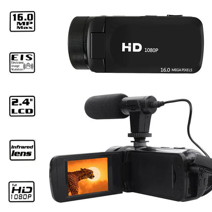 HD 1080P Digital Video Camera – 16MP Professional DV Camcorder with Built-in Microphone, Anti-Shake & Multifunction Photography Recording System
