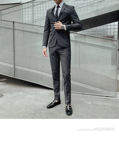 Men’s Business Suit Set — Blazer, Vest & Pants, Slim Fit Solid Color Wedding & Formal Dress Suit, Plus Size