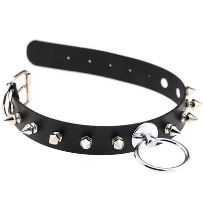 Harajuku Gothic Spike Rivet Star Choker Necklace – Black Bowknot PU Lace Leather Y2K Hip Hop Rock Jewelry for Girls