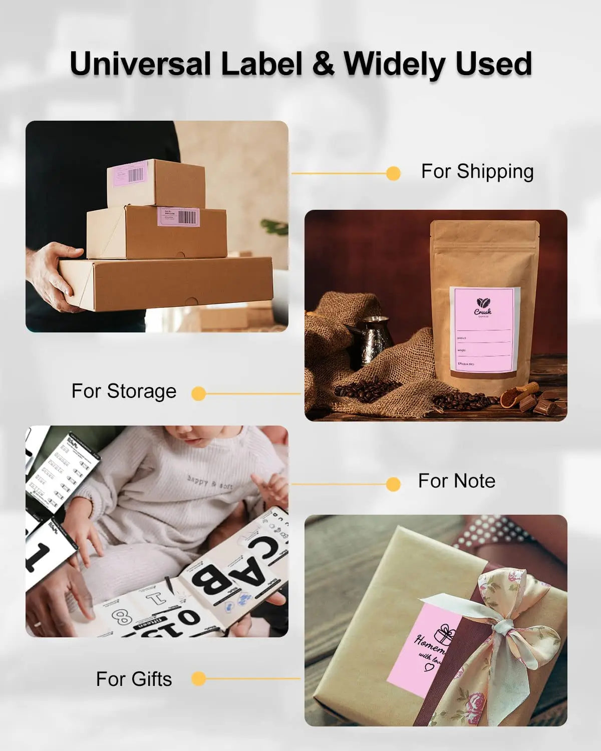 Phomemo 4x6 Thermal Shipping Labels – 500PCS Purple Fanfold Direct Thermal Labels, BPA-Free for Mailing Printer