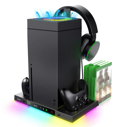 IPEGA Console Charging Dock for Xbox – Smart Temperature Control Dock with Overhead Cooling Fan and RGB Light Stand XBX024S