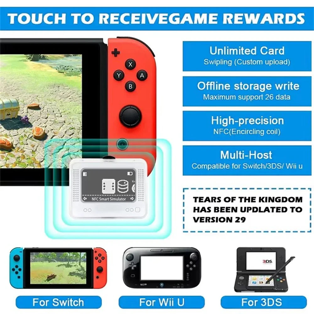 Amiibo NFC Pixl Emulator Simulator – Chargeable Bluetooth Intelligent Game Accessory for Switch 2, Wii U & 3DS Gaming Devices