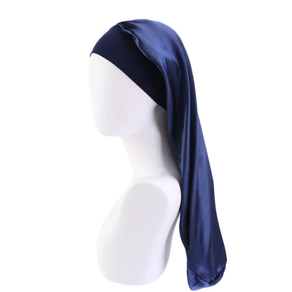 Long Satin Sleep Bonnet for Women — Silky Hair Care Cap with Wide Elastic Band for Braids, Curly & Natural Hair