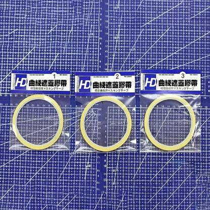 3PCS Model Curve Masking Tape – 1mm, 2mm, 3mm for Gundam DIY Painting & Spray Modeling, 15M Length