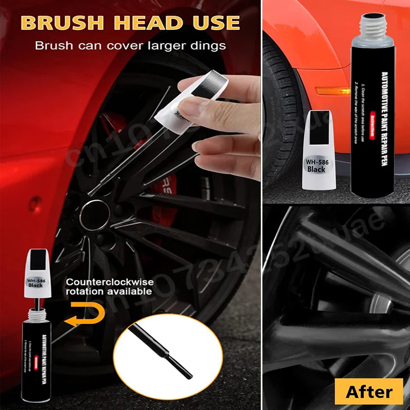 Automotive Wheel Touch-Up Paint Pen – Gloss, Matte Black & Silver/Grey Car Repair Accessory
