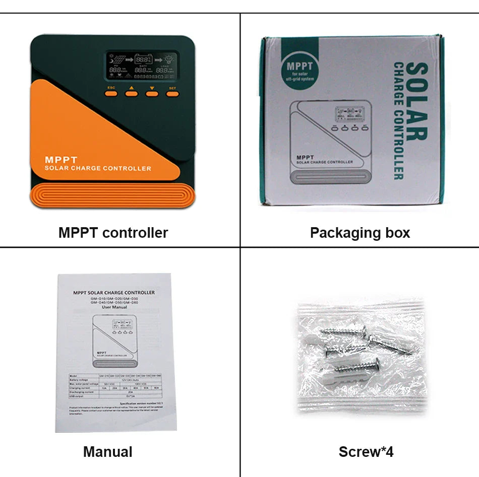 EASUN MPPT Solar Charge Controller — 10A-60A Regulator for 12V/24V Battery, 100V PV Input