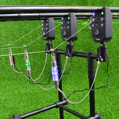 Wireless Fishing Bite Alarm 1+4 Set - Includes 4 Illuminated Swingers in EVA Case, Ideal for Carp Fishing B1203S