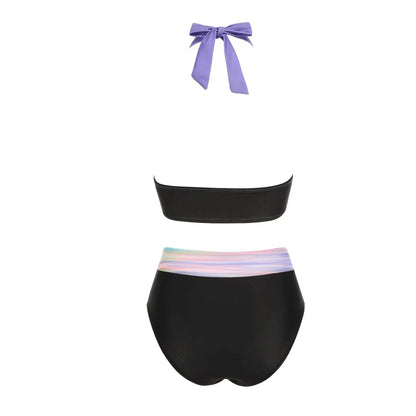 Floral Colour Block High Waist Bikini – Women's Two-Piece Swimsuit Teen Beachwear 2024 Trend