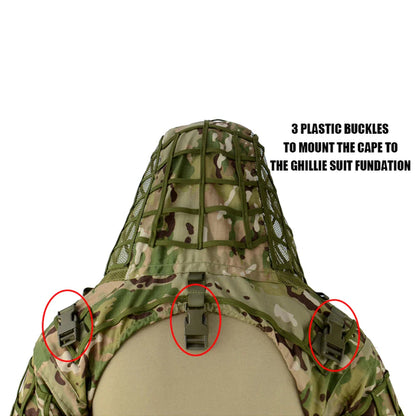 Ghillie Suit Tactical Sniper Coat – Viper Hood Camouflage Clothing for Airsoft, Paintball & Hunting, Ripstop Fabric