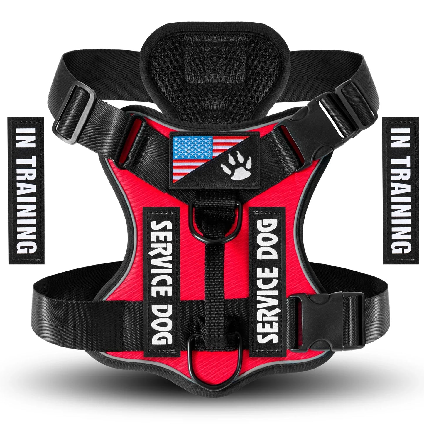 Reflective Service Dog Harness Vest with 5 Patches – Adjustable Soft Oxford Mesh Pet Harness