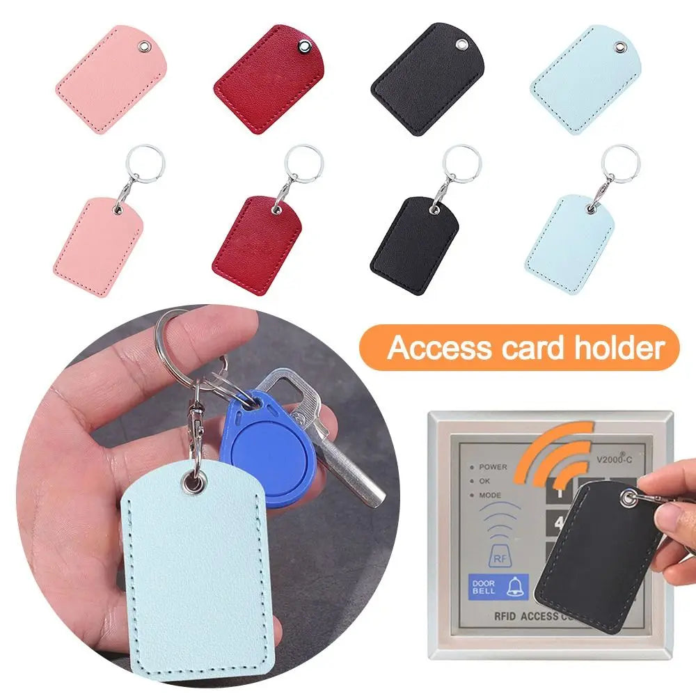 PU Leather Bag Pendant Card Sleeve – Rectangle Keychain Badge Holder for AirTag