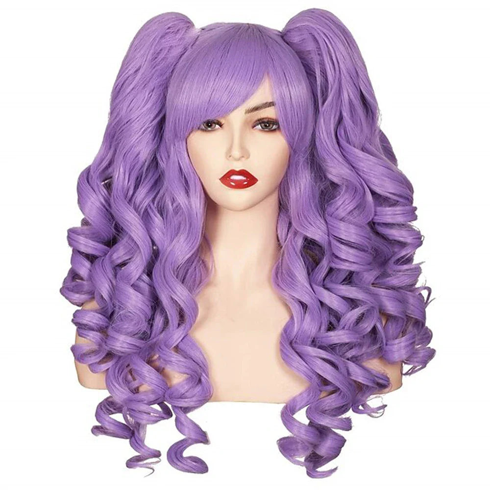 HAIRJOY Women's Long Curly Synthetic Cosplay Wig with 2 Ponytails – Halloween & Party Wig