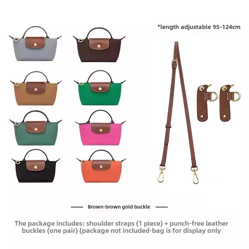Leather Replacement Crossbody Bag Strap for Longchamp Mini — Earthy Color Shoulder Strap, No Punching Needed