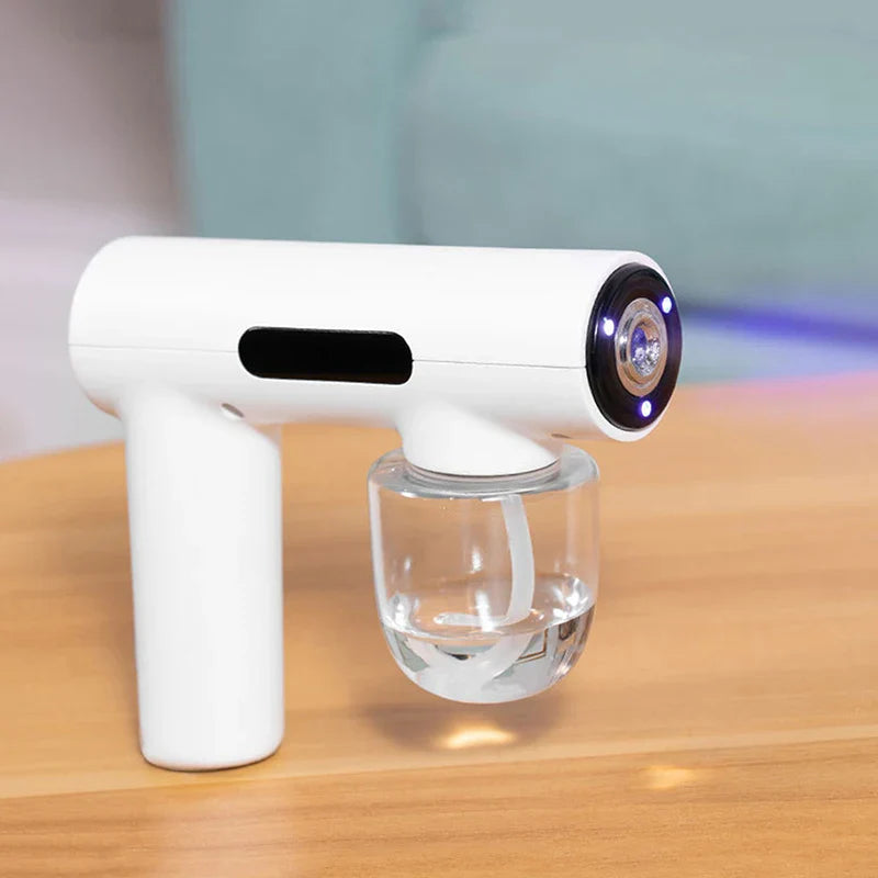 Portable Handheld Electric Disinfection Spray Gun – Rechargeable Atomized Humidifier with Blue Light