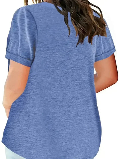 Plus Size Women’s V-Neck T-Shirt - 1XL-8XL Loose Fit Short Sleeve Pocket Casual Spring Summer Top