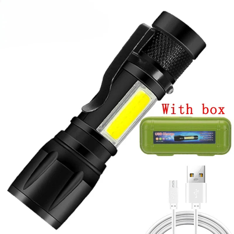 2000LM Ultra Bright P50 LED Tactical Flashlight – Telescopic Zoom Handheld Torch EDC Emergency Spotlight (14500/18650 Battery Compatible)