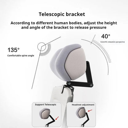 Upgraded Memory Foam Headrest for Office Chair — Adjustable Height & Angle Neck Support Pillow Cushion