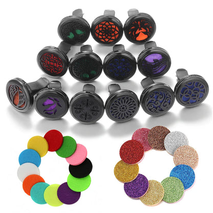 All-Black Tree of Life Car Air Freshener – Stainless Steel Aromatherapy Essential Oil Diffuser Locket Pendant