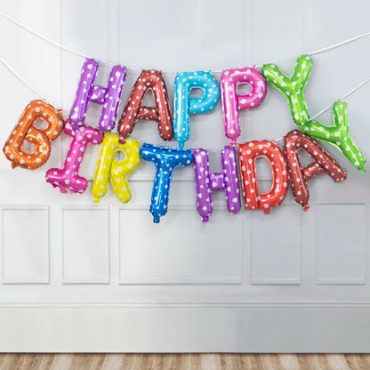 16-Inch Happy Birthday Foil Balloons Set – Pink & Blue Letter Balloons for Birthday Party Decoration