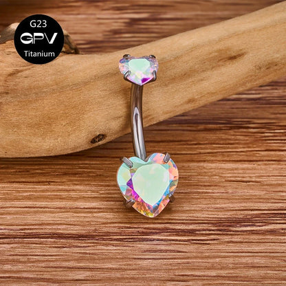 G23 Titanium Double-Head Navel Ring - Fashionable Love Design Belly Button Jewelry