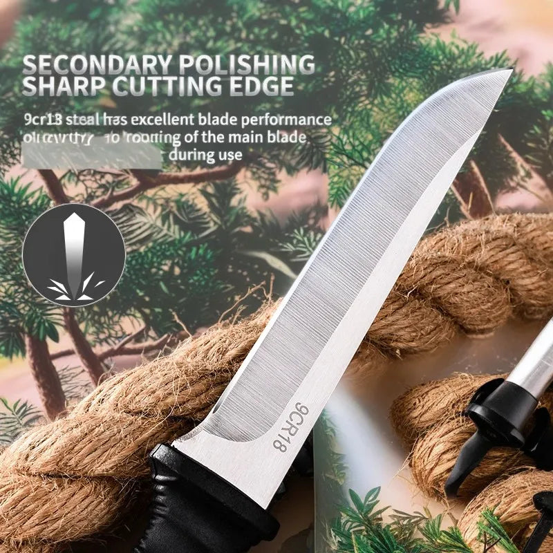 5Cr15Mov Stainless Steel Meat Cleaver & Boning Knife – Sharp Fishing Knife with Holster, Multifunctional Vegetable Peeler