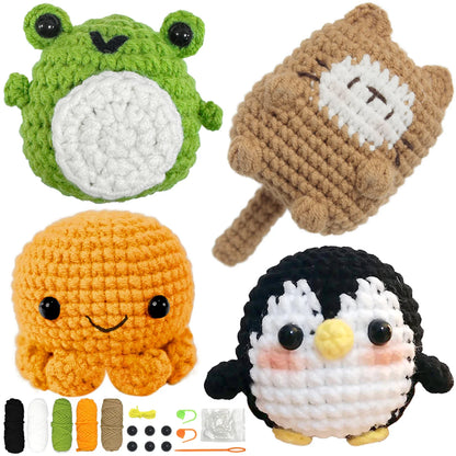 Animal Crochet Kit for Beginners - DIY Starter Set with Step-by-Step Knitting & Craft Supplies