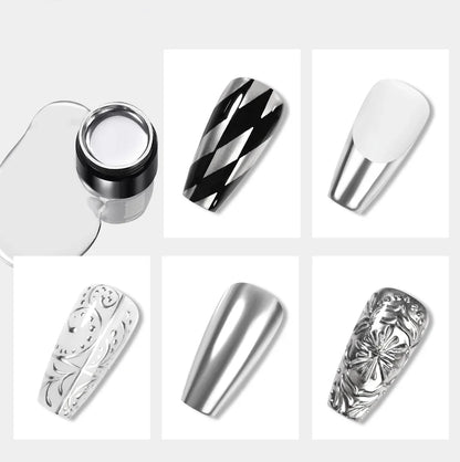 BORN PRETTY 5ML Super Silver Metallic Gel Nail Polish - Mirror Chrome Effect, Semi-Permanent Metal Painting Gel for DIY Nails