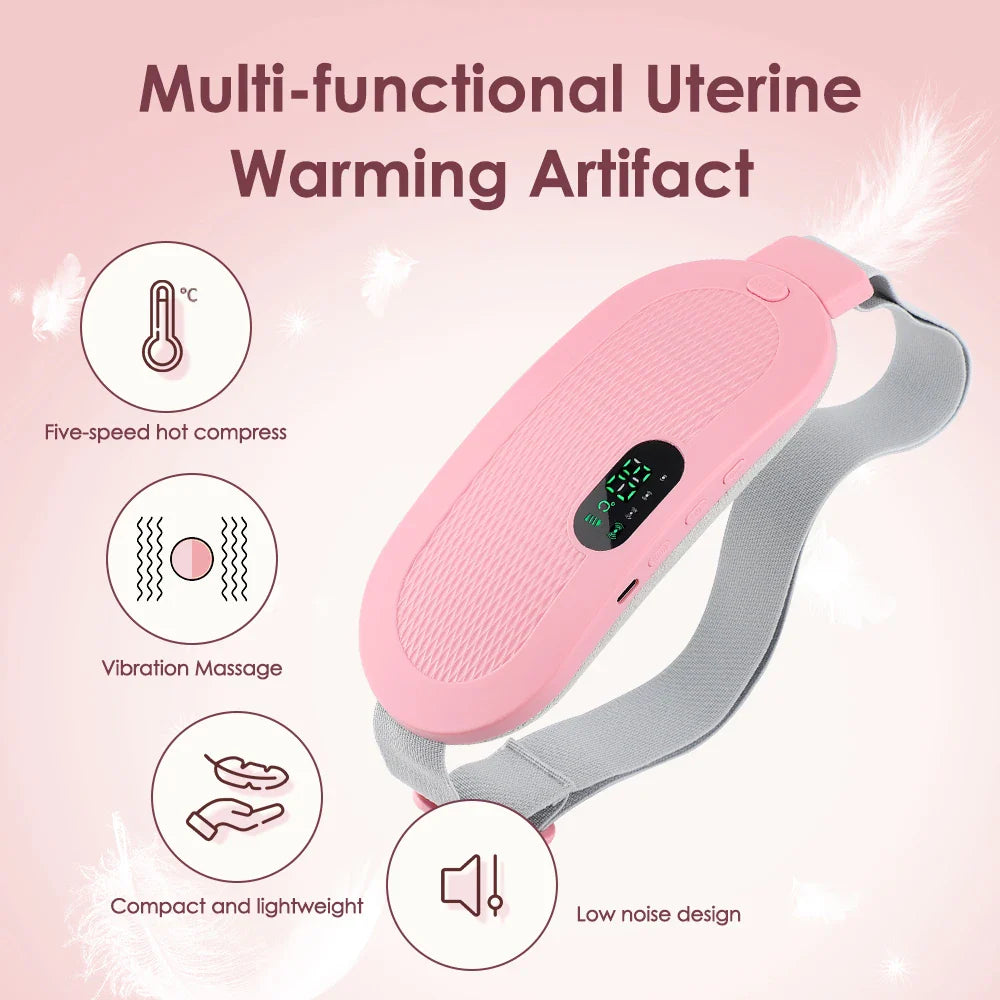 Electric Heating Pad for Women – Menstrual Cramp Relief Vibrator, Period Pain Massager & Abdominal Belt Warmer