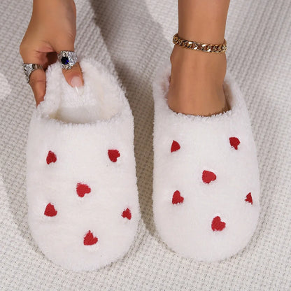 Women’s Winter Heart-Shaped Slippers – Soft Sole Indoor Shoes, Comfortable Quiet Cute Home Slippers