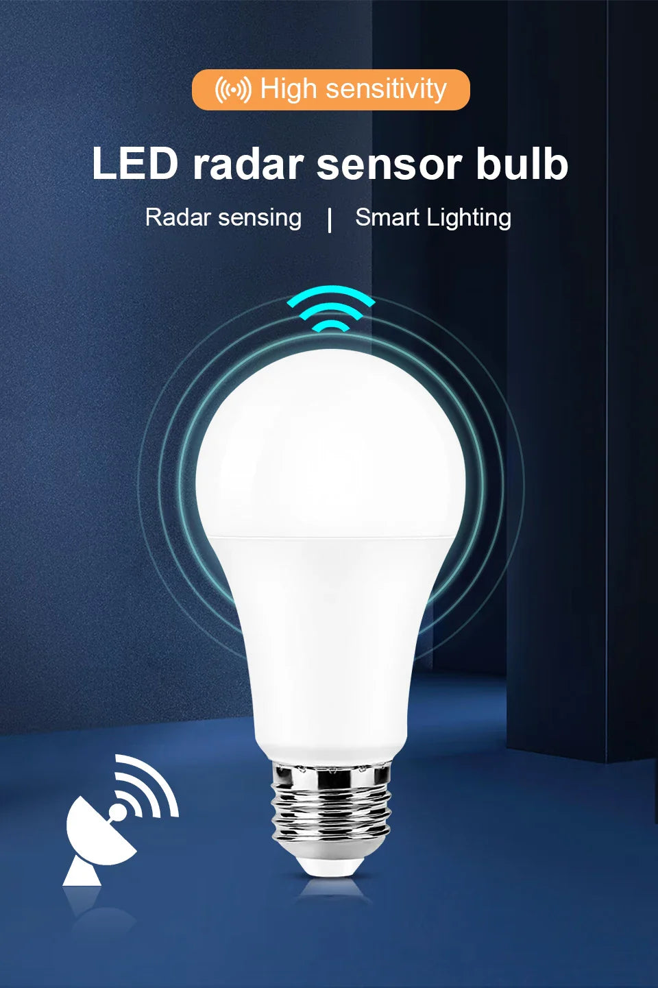Motion Sensor LED Bulb E27 – 6W to 20W Radar Light Lamp for Home, Stairway & Pathway (110V/220V)