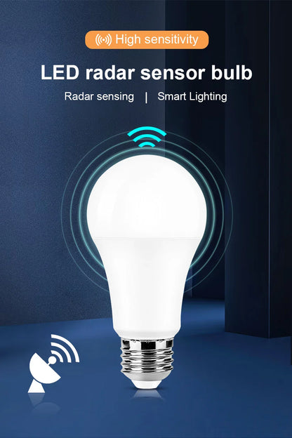 Motion Sensor LED Bulb E27 – 6W to 20W Radar Light Lamp for Home, Stairway & Pathway (110V/220V)