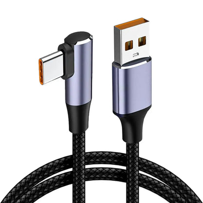 100W PD Fast Charging Cable – USB-A to USB-C 4.0 Right Angle 90° Data Cable for Laptop & Mobile Phone