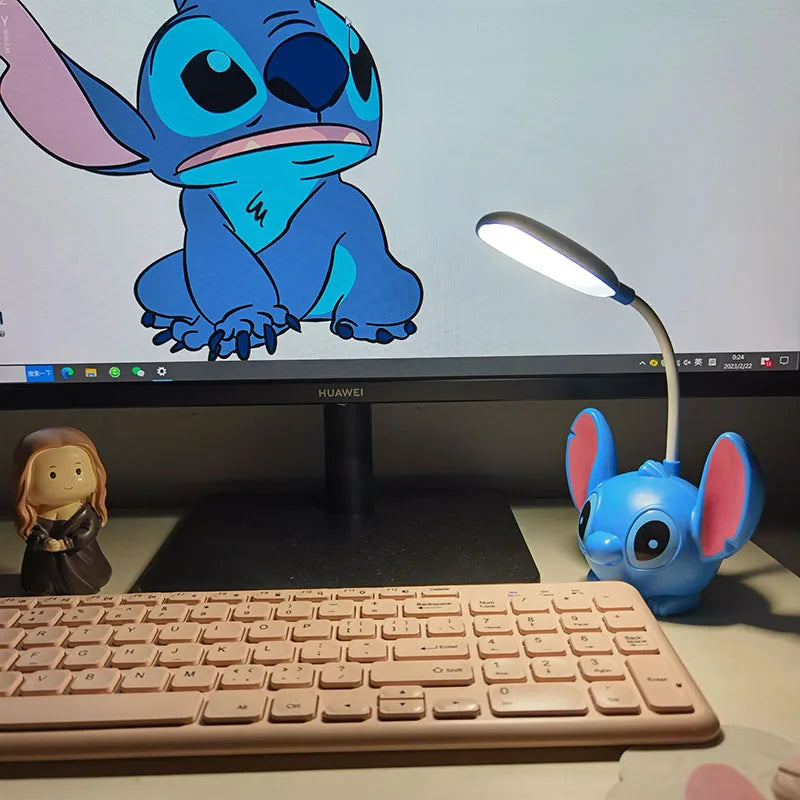 LED Lilo & Stitch Desk Lamp with USB Recharge, Foldable Night Light & Pencil Sharpener – Cute Desk Light Gift