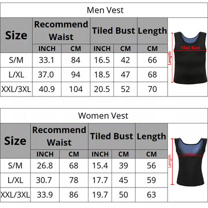Neoprene Sweat Sauna Vest: Men's Slimming Body Shaper & Women's Fat Burn Tank Top - Waist Trainer Gym Underwear Corset Shapewear