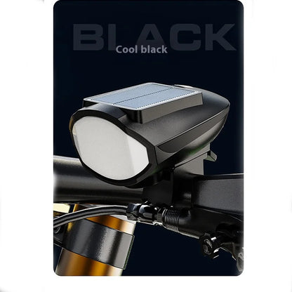 Solar Rechargeable Bicycle Headlight with Horn – USB Charging Bike Light for Mountain & Night Riding Outdoor Safety Lamp