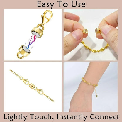 4pcs Magnetic Necklace Clasps - 14K Gold & Silver Plated Jewelry Clasp Converters with Lobster Closure