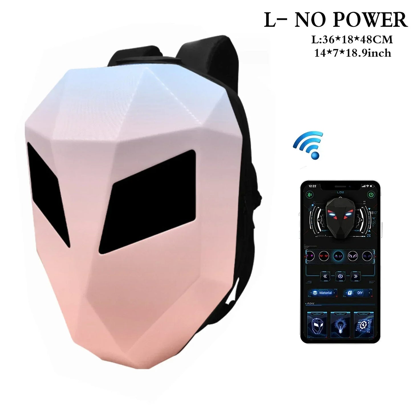LOY LED Knight Cycling Backpack - Waterproof Motorcycle Helmet Bag with Bluetooth APP Control, Hard Shell Laptop Bag with LED Lights