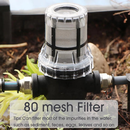 3/8" Misting Cooling System Kit – 360° 0.6mm Nozzle Atomizer with PE Tubing & 80 Mesh Filter for Garden Irrigation Watering