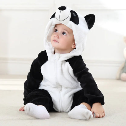 Cartoon Flannel Baby Romper – Unicorn, Rabbit & Dinosaur Pajamas, Cotton Kigurumi Jumpsuit for Boys & Girls