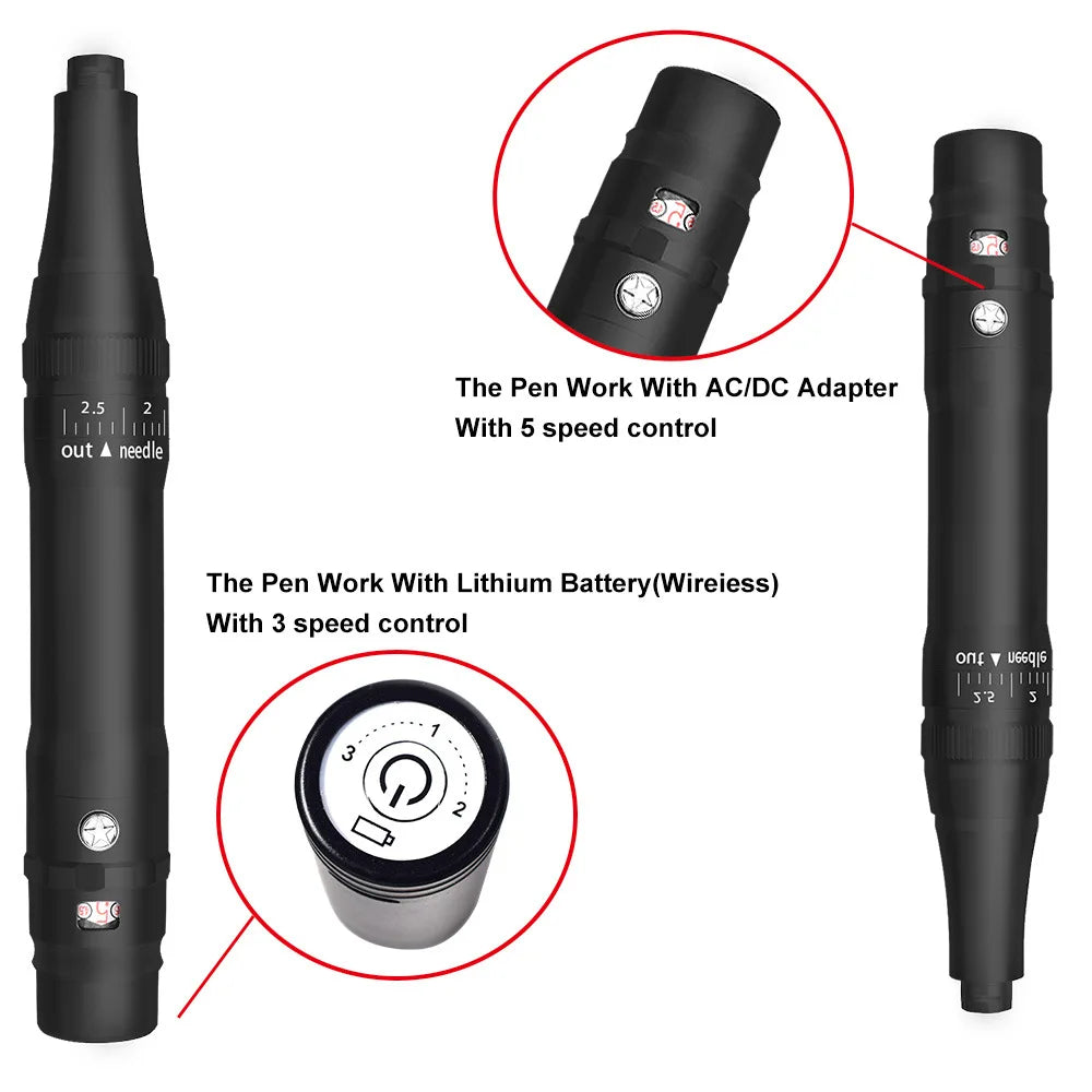 Professional Eyebrow Tattoo Machine — Wireless Micropigmentation & Microblading Pen with Battery