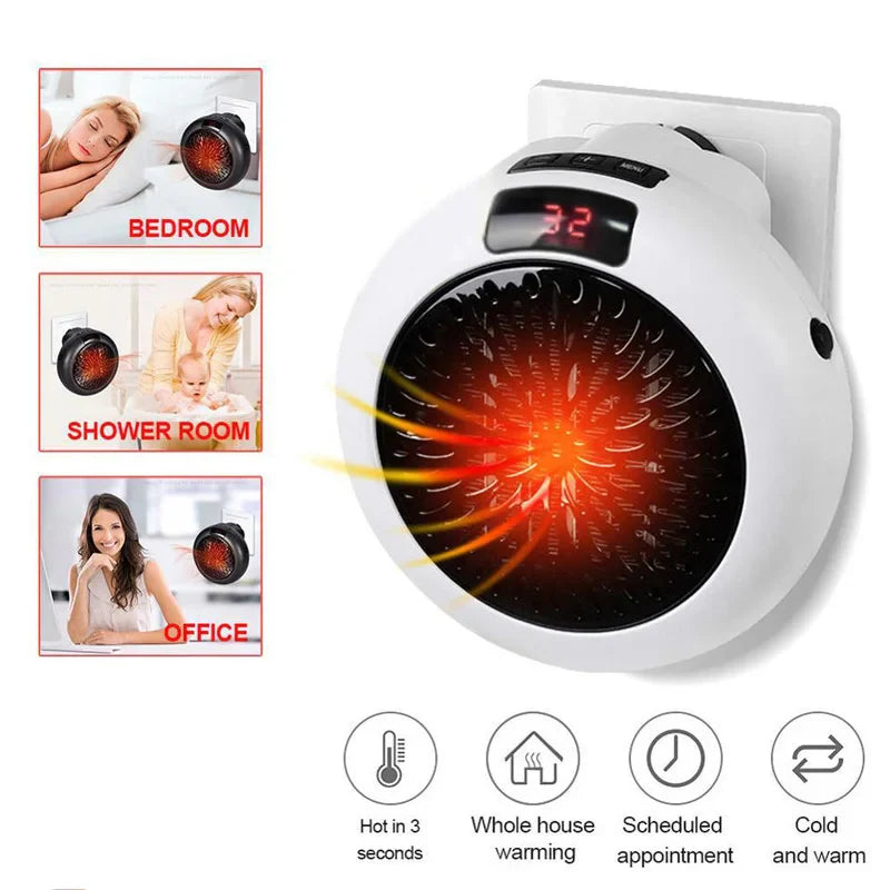 Portable Electric PTC Ceramic Heater — Mini Hot Air Fan for Home, Desktop, or Wall Mount Winter Heating