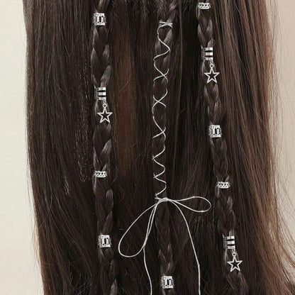 36pcs Star Decor Hair Ring Accessories: Beads Hair Braid Rings Clips - Dread Locks Metal Cuffs for Hair Braiding Decoration
